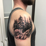 Tattoos - Blackwork Pinetrees and Poppy- Instagram @michaelbalesart - 123563